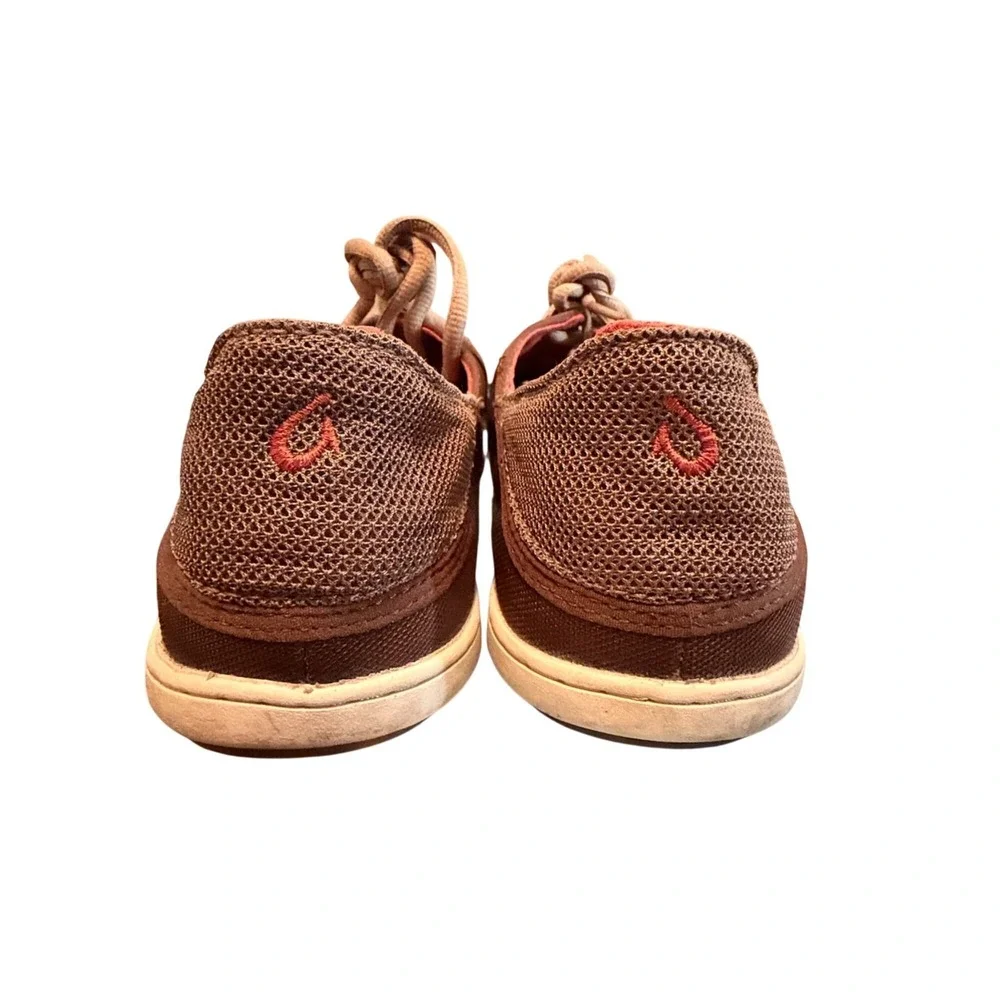 Olukai Nohea Lace Mesh Boat Men's Size 10.5 Brown Fashion Sneaker Shoes
